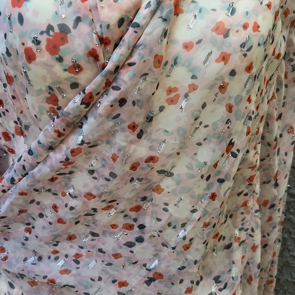 Anthropologie Pilcro Silver Metallic Accent Kimono Blouse - Picture 6 of 12